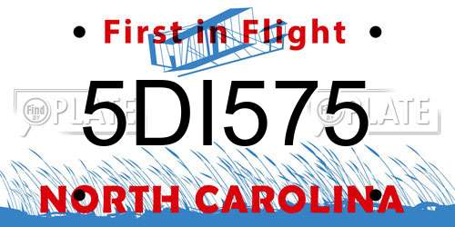 5DI575 North Carolina License Plate
