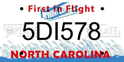 5DI578 North Carolina License Plate