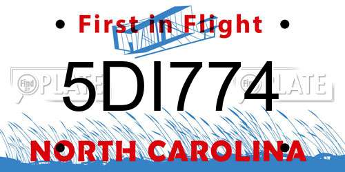 5DI774 North Carolina License Plate