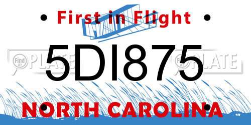 5DI875 North Carolina License Plate