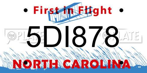 5DI878 North Carolina License Plate