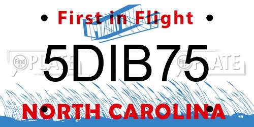 5DIB75 North Carolina License Plate