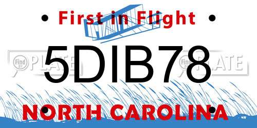 5DIB78 North Carolina License Plate