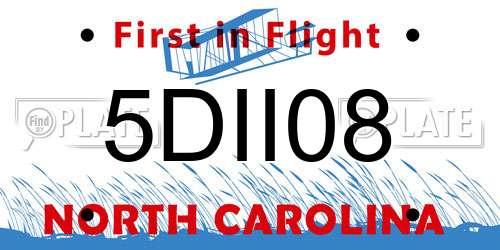 5DII08 North Carolina License Plate