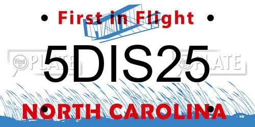 5DIS25 North Carolina License Plate