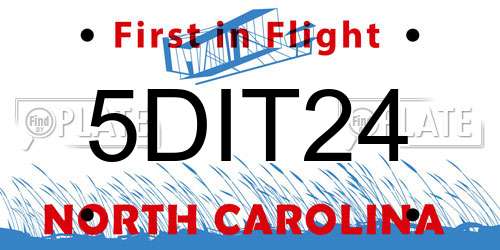 5DIT24 North Carolina License Plate