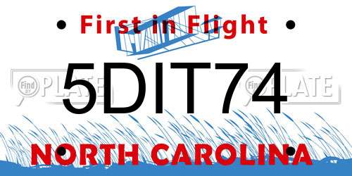 5DIT74 North Carolina License Plate