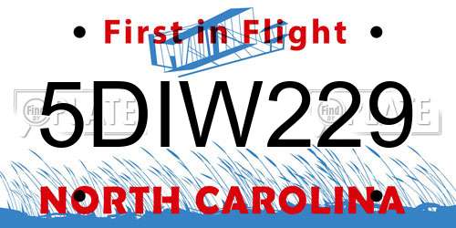 5DIW229 North Carolina License Plate