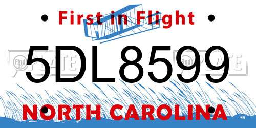 5DL8599 North Carolina License Plate