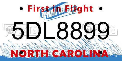 5DL8899 North Carolina License Plate