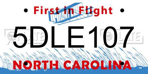 5DLE107 North Carolina License Plate