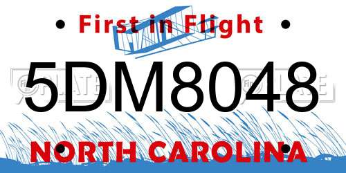 5DM8048 North Carolina License Plate