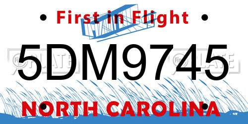 5DM9745 North Carolina License Plate