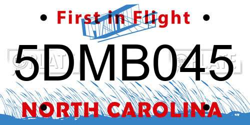 5DMB045 North Carolina License Plate