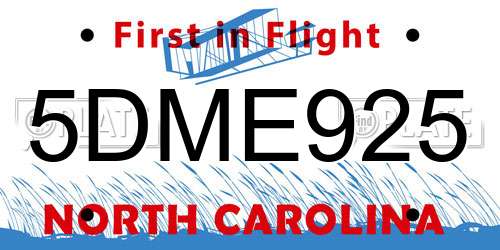 5DME925 North Carolina License Plate