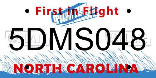 5DMS048 North Carolina License Plate