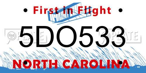 5DO533 North Carolina License Plate