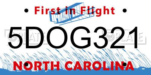 5DOG321 North Carolina License Plate