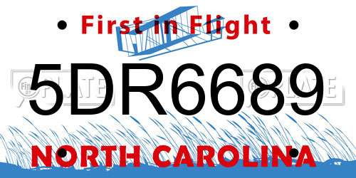 5DR6689 North Carolina License Plate