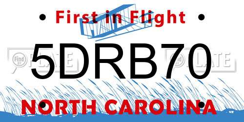 5DRB70 North Carolina License Plate