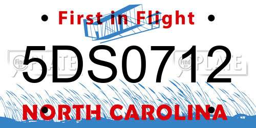 5DS0712 North Carolina License Plate