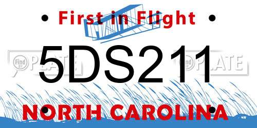 5DS211 North Carolina License Plate