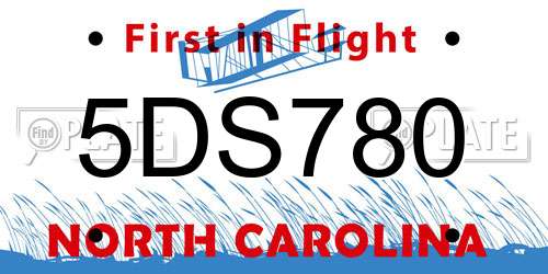 5DS780 North Carolina License Plate