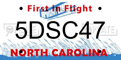 5DSC47 North Carolina License Plate