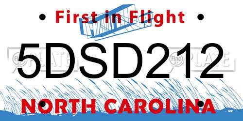 5DSD212 North Carolina License Plate