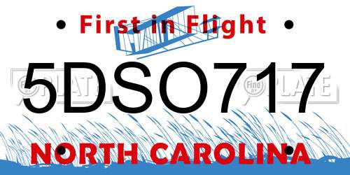 5DSO717 North Carolina License Plate