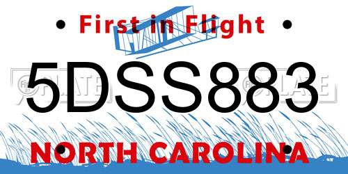 5DSS883 North Carolina License Plate