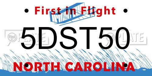 5DST50 North Carolina License Plate