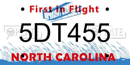 5DT455 North Carolina License Plate