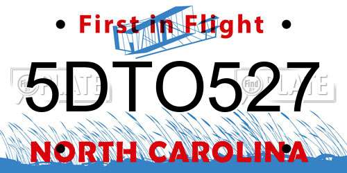 5DTO527 North Carolina License Plate