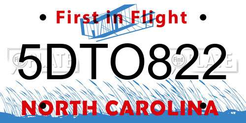 5DTO822 North Carolina License Plate