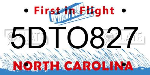 5DTO827 North Carolina License Plate