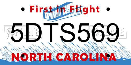 5DTS569 North Carolina License Plate