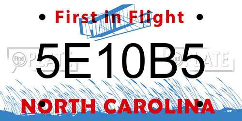 5E10B5 North Carolina License Plate