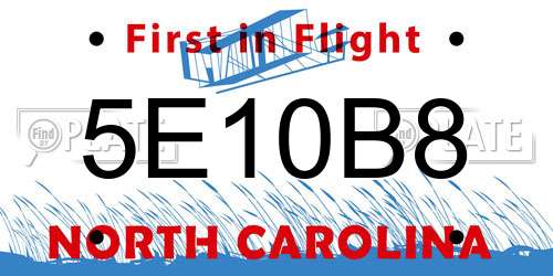 5E10B8 North Carolina License Plate