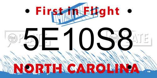 5E10S8 North Carolina License Plate