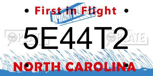 5E44T2 North Carolina License Plate
