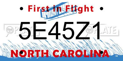 5E45Z1 North Carolina License Plate