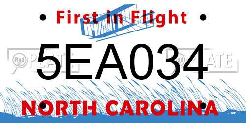 5EA034 North Carolina License Plate