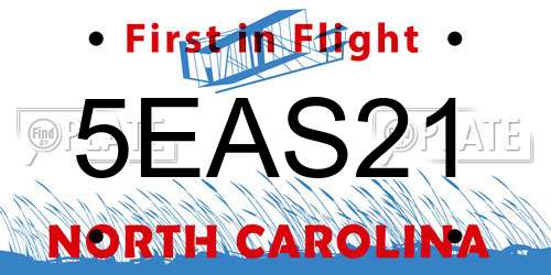 5EAS21 North Carolina License Plate
