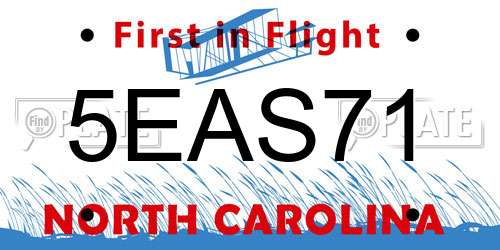 5EAS71 North Carolina License Plate
