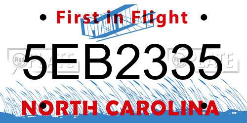5EB2335 North Carolina License Plate