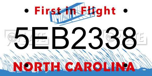 5EB2338 North Carolina License Plate