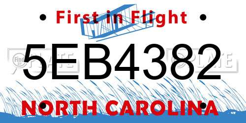 5EB4382 North Carolina License Plate