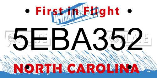 5EBA352 North Carolina License Plate
