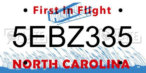 5EBZ335 North Carolina License Plate